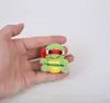 Pingente de Tartaruga Ninja Tricotado à Mão Desenho Animado Anime, Chaveiro de Animal Crochê em Lã, Pingente de Bolsa de Tartaruga Feito à Mão