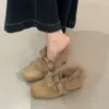 Zapatos de Mujer 2025 Otoño e Invierno para Exteriores de Tacón Alto Peludos con Aumento Oculto de Altura de 6 cm, Zapatos de Algodón Estilo Mary Jane Cálidos