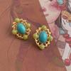Pintura al óleo sentido de pendientes sintéticos turquesa antiguos nicho retro pendientes de lujo ligero personalidad temperamento pendientes de alta gama