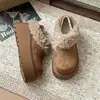Zapatos Birkenstock de Suela Gruesa para Aumentar Altura Totalmente Cubiertos de Piel Sintética para Mujer 2026 Nuevos de Invierno con Forro de Terciopelo Zapatos de Nieve de Algodón Pantuflas de Algodón con Cubierta Doble para la Cabeza