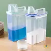 Caja de Almacenamiento para Detergente en Polvo con Asa Contenedor de Plástico Detergente para Ropa Baño Transparente Sellado Bote de Gran Capacidad Caja de Almacenamiento