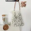 5642 Bolsa de Lona Literária Coreana de Nicho Retrô Floral com Cores Contrastantes Doce e Versátil Estudante Ombro Transversal