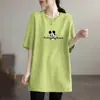 Camiseta de Manga Corta de Longitud Media Talla Grande para Mujer, Nuevo Estilo de Comercio Exterior Verano 2026, Corte Holgado, Adelgazante, Cubre las Caderas Top