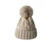 Gorro de Punto Cálido para Otoño e Invierno para Mujer con Pompón Grande, Gorro de Lana Versátil de Color Sólido Estilo Europeo y Americano, Forrado de Felpa y Engrosado para Ciclismo al Aire Libre