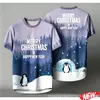 Camiseta unisex casual de manga corta con estampado navideño degradado, impresión 3D, nueva, venta directa del fabricante