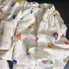 Pijama de estilo japonés dulce con estampado integral para mujer, conjunto de dos piezas para el hogar, de verano, manga corta, shorts, cárdigan con solapa