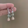 Brincos Florais Frescos Estilo Japonês Esmalte Rosa Borla Pinos Brincos Doces de Fada de Alta Qualidade Acessórios
