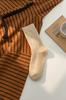 Calcetines de otoño e invierno para mujer, color liso, hasta la pantorrilla, forro polar, engrosados, cálidos, holgados, calcetines largos de punto trenzado color café de cachemira para invierno