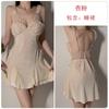 Robe Guiruo Sexy Decote Profundo com Bojo Alça na Cintura Renda de Malha Costura Veludo Robe de Noite Roupa Externa Roupas de Casa 4218