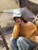 Suéter Amarillo de Hombros Descubiertos Estilo Coreano Atmosférico, Perezoso y de Alta Gama, Ropa de Principios de Otoño para Mujer, Top Holgado Súper Bonito para Usar Solo