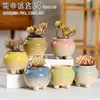 Vaso de Flor Suculenta Cerâmica Preço Especial Liquidação Esmaltado Tamanhos Grande e Pequeno Simples Pastoral Mesa Vasos de Barro Respirável Plantas Leede Estoque