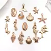 Kc Série Oceano Dourado Estrela-do-mar Sereia Concha Golfinho Búzio Pulseira Colar DIY Acessórios Pingente Pequeno Charme