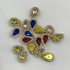 Girasol de Gota de Agua Puntiagudo, Doble Capa de Garras de Pedrería, Pedrería de Vidrio Cosida a Mano, Accesorios DIY para Tocados de Boda, Accesorios Multicolor al por Mayor