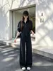 Conjunto súper elegante: un conjunto completo de sudadera deportiva casual juvenil estilo coreano y pantalón de pierna ancha de dos piezas para mujer en otoño e invierno