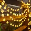 Luces de cadena de burbujas solares, luces de ambiente para acampar al aire libre, luces de bola de cristal, luces decorativas navideñas, luces de cadena de cuentas redondas LED