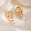 Joias Transfronteiriças Europeias e Americanas Brincos de Metal em Formato de Concha Estilo Oceano para Mulheres Férias na Praia Brincos de Pérola Artificial para Mulheres Brincos