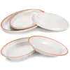 A5 melamina círculo branco Rede de Flores loja vermelha Prato oval japonês restaurante de hot pot restaurante de pratos frios prato fundo imitação de porcelana prato de peixe