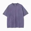 Camiseta de Manga Curta Pesada de Algodão Customizada para Comércio Exterior, com Lavagem de Flocos de Neve e Pintura Spray, Camiseta Vintage com Ombro Caído