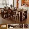 Mesa isla de madera maciza color nogal 2025 nueva mesa de bar integrada para sala de estar mesa de té mesa central multifuncional retráctil