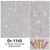 Redanco Novo Adesivo de Manicure Shell Light Borboleta Rosa em Relevo 5D Decalque de Unha Estéreo Dr-1144