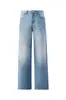 Ropa de Hombre Fengshe / Presenta principalmente jeans de lavado retro americano degradado ligeramente acampanados para hombre, pantalones holgados de pierna recta hasta el suelo