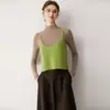 Chaleco Camisola de Punto de Cachemira en Capas para Mujer, Cuello Corto, Tejido Suave y Amigable con la Piel, Chaleco Exterior, Top Engrosado