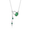 Collar Fulu de Plata de Ley 925 para Mujer, Colgante de Calabaza con Calcedonia Natural de Alta Gama y Diamante Completo, Joyería de Cadena Cruzada con Borla de Plata