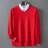 Suéter para Hombre de Cuello en V Grueso de Punto Polar Andy Pulóver Manga Larga Otoño Invierno Nuevo Casual de Negocios Capa Base Talla Grande