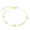 Pulseira em Prata de Lei S925 Banhada a Ouro 18K Trevo de Quatro Folhas e Céu Estrelado, Estilo Japonês e Coreano, Simples e Elegante, Joia de Mão de Alto Padrão e Requintada