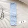 Meias Femininas Zhuji Estilo Primavera e Outono Meias de Dois Dedos Fofas Ins Tendência Bolinhas Estilo Coreano Borda Rebatida Meias de Dedo Dividido Algodão Puro Meias Largas
