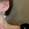 Aretes de perlas anudadas de circón de aguja plateada, aretes de estilo elegante y moderno de lujo ligero, aretes simples personalizados de alta gama al por mayor