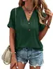 Ropa de Mujer Primavera/Verano 2023 Amazon Wish Transfronteriza Estilo Europeo y Americano Tops Color Sólido Botón Trenzado Manga Corta Diseño de Botón Color Sólido para Mujer