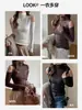 Top de Punto para Mujer Otoño e Invierno con Cuello Medio y Hombros Calados, Diseño Puro y Atractivo, Prenda Interior de Moda y Elegante, Corte Ajustado y Favorecedor