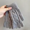 Guantes Cálidos de Invierno para Adultos con Dos Dedos Táctiles Expuestos Guantes de Punto Jacquard de Lana Color Sólido a Prueba de Frío para Exteriores