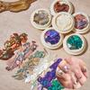 Joyería japonesa para uñas, piezas de concha, piezas ultrafinas de abulón grande, fragmentos coloridos, parche decorativo para uñas, color mágico DIY