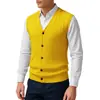 Amazon Transfronterizo Suéter de Punto sin Mangas para Hombre Moda Tendencia Chaleco Cardigan de Cuello V