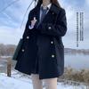 Chaqueta de Lana para Mujer Estilo Preppy Coreano con Solapa de Doble Botonadura para Otoño e Invierno, Petite, de Longitud Media, Versátil, Ins, Uniforme Jk