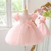 Vestido Novo Estilo Europeu e Americano para Festa de Aniversário de Menina, Vestido Rodado Bordado Floral para Meninas, Vestido de Passarela Infantil