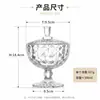 Pote de doces alto de vidro transparente com tampa, recipiente criativo estilo taça de vinho, tigela desmagnetizadora de cristal