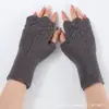 Luvas de Tricô Meio Dedo Femininas Quentes e à Prova de Frio e Vento de Outono e Inverno para Cruzamento de Fronteiras Mangas de Braço Modernas e Versáteis