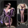Lingerie de Renda para Jovens Mulheres, Sensual e Sedutora, Kimono com Amarração na Cintura, Conjunto de Lingerie Provocante e Erótico