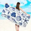 Toalla de playa de microfibra con diseño de conchas y estrellas de mar transfronteriza de Amazon, toalla de baño para natación al aire libre en la playa, absorbente, de secado rápido, portátil