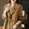 Abrigo de Lana Doble Cara para Mujer Corto Holgado Talla Grande Abrigo con Botones de Duffle Color Sólido Simple Estilo Perezoso Cárdigan