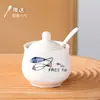 Pote de Tempero de Cerâmica Japonês Simples Caixa Garrafa Pote de Tempero Caixa Garrafa Pote de Sal Pote de Óleo Pote de Pimenta Pote de Vinagre Pote de Tempero