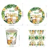 Conjunto de Suprimentos para Decoração de Festa de Aniversário Infantil Wild One Animais da Selva Adereços de Decoração Descartáveis Espessados