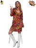 Saia Hippie Estampada para Menina Grande Festa a Fantasia de Carnaval Cosplay Adulto Feminino Fantasia Hippie