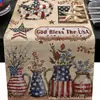 Camino de mesa Amazon transfronterizo nuevo americano del 250º Día de la Independencia con rayas de acuarela y estrellas para mesa de cocina comedor festiva