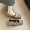 Primeiro Encontro Temporada Aumento Sapatos Mary Jane Estampa de Bolinhas Camélia Outono Novo Bico Quadrado Solado Macio Estilo Retrô Sapatilhas