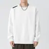 Moletom masculino, novo modelo primavera e outono 2025, gola redonda, corte solto, blusa de outono sem capuz, jaqueta de manga comprida para adolescentes