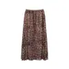 En stock: Conjunto de dos piezas elegante y estilizado: top negro sin mangas estilo chica atrevida con estampado de leopardo y falda de cintura alta acampanada, adelgazante